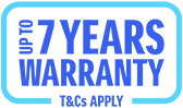 Up to 7 Years Warranty. T and Cs apply